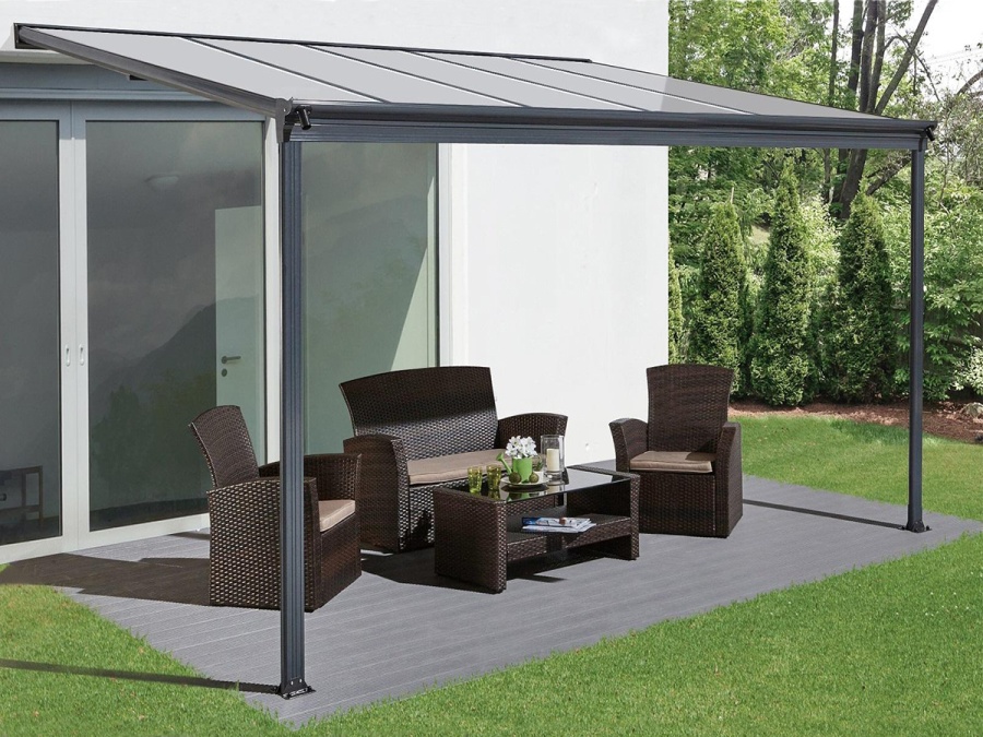 Hliníková pergola + čirý PC Lanit Plast Wall